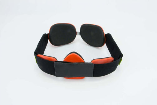 Rib flare brace, orange panels and black foams. Back view
